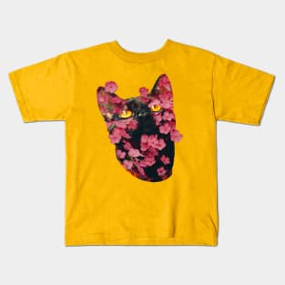 Black Cat with Amber Eyes Kids T-Shirt